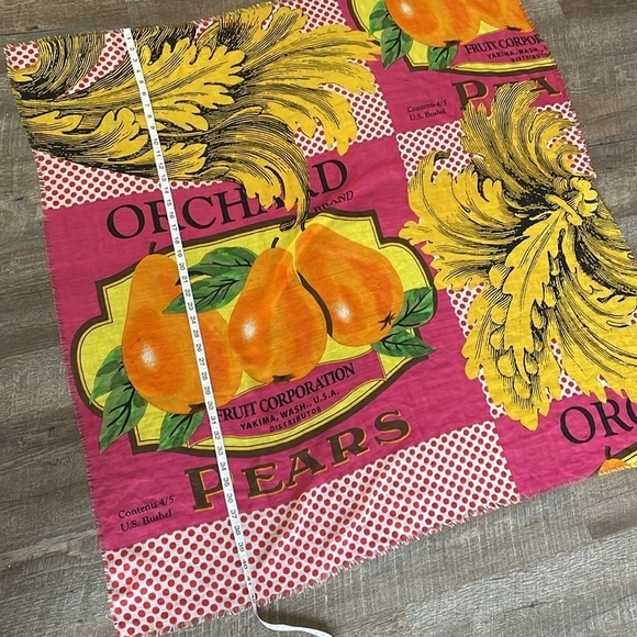 Echo Vintage Farm Orchard Produce Pear Bushel Pink Raw Edge Square Scarf - Picture 9 of 13